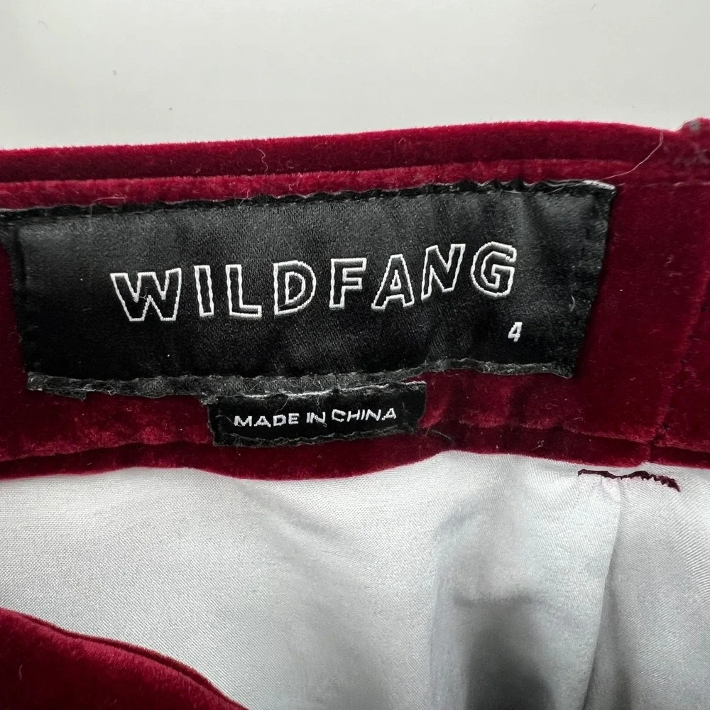 WildFang The Empower Velvet Crop Pant Burgundy Size 4 Soft Holiday Red‎ Tailored